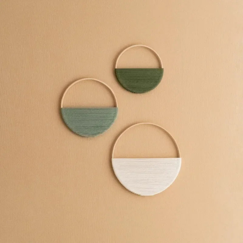 Bohemian Bamboo Hoop Wall Hanging Set Brownstick