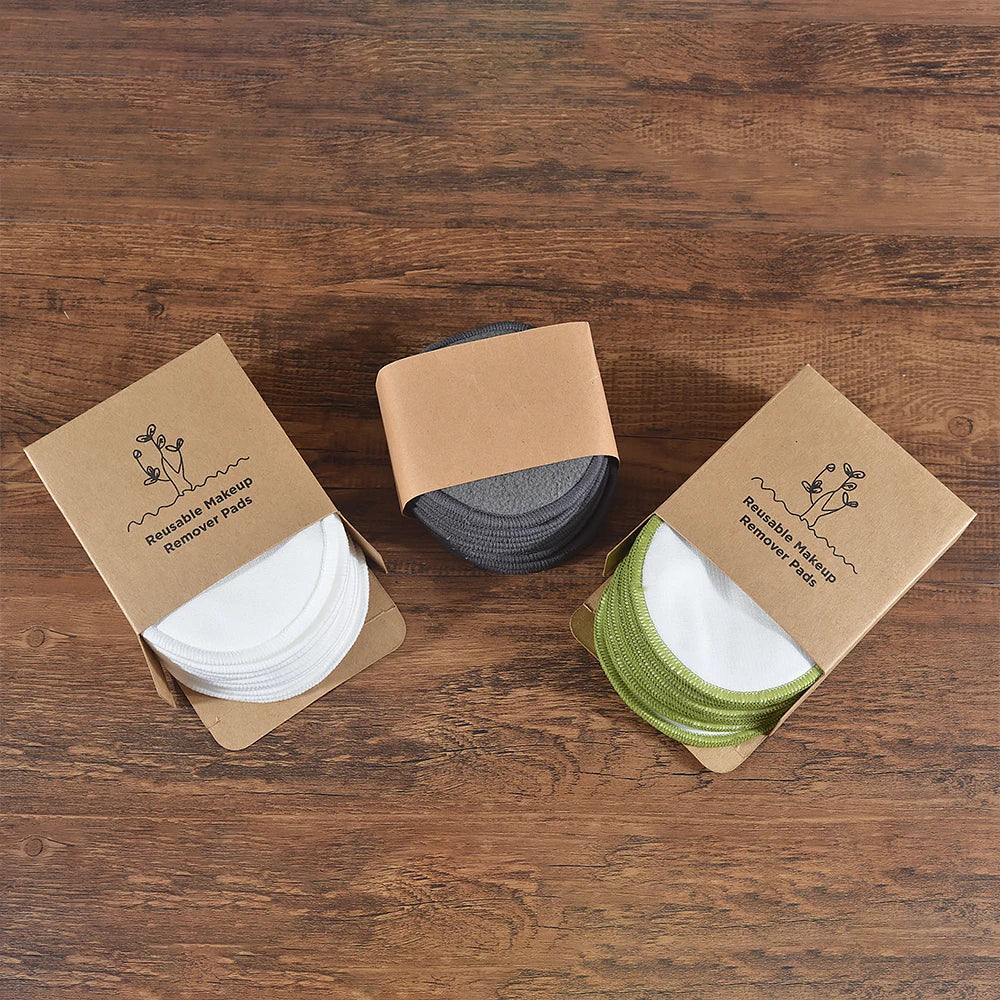 Bamboo Cotton Reusable Makeup Remover Pads – Washable Facial Cleansing Rounds Brownstick