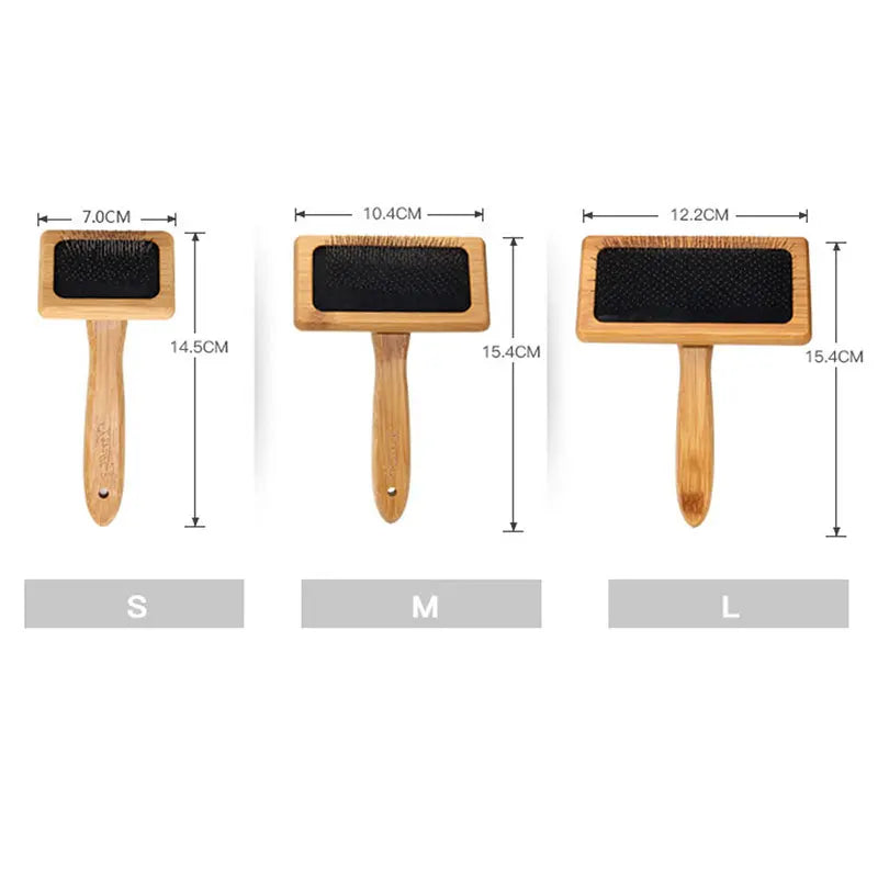 Bamboo Pet Grooming Comb – Dog & Cat Shedding Brush Brownstick