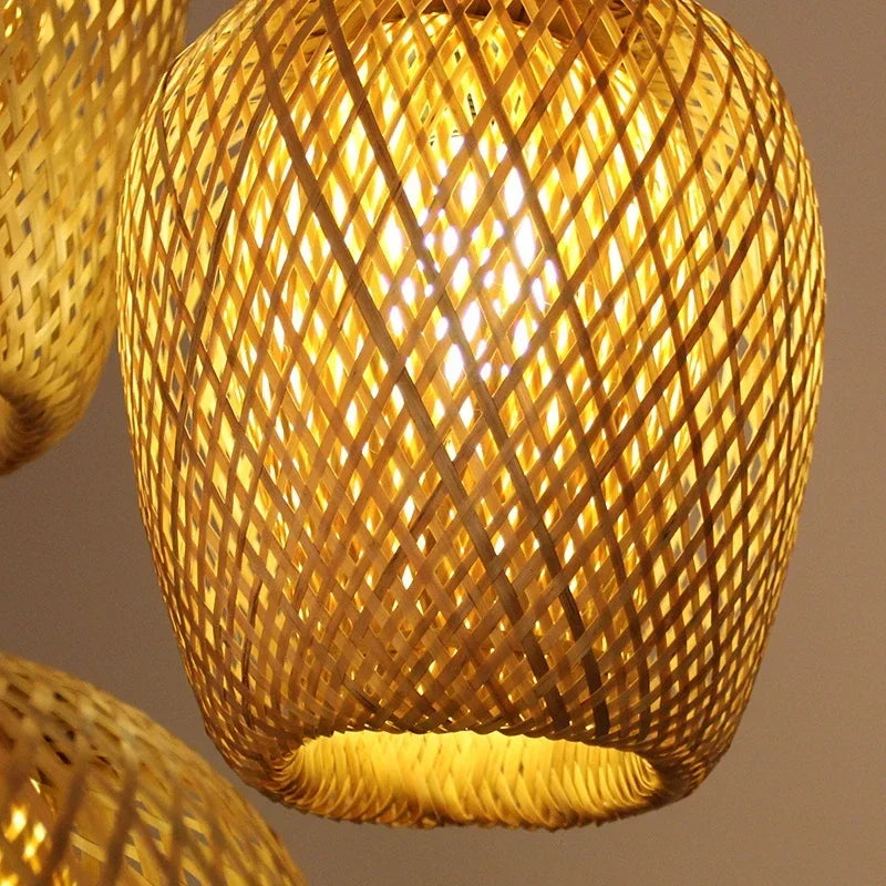 Classic 3pcs Bamboo Pendant Lamps Brownstick