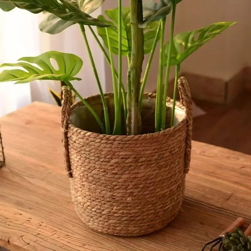 Nordic Handmade Straw Storage Basket Brownstick