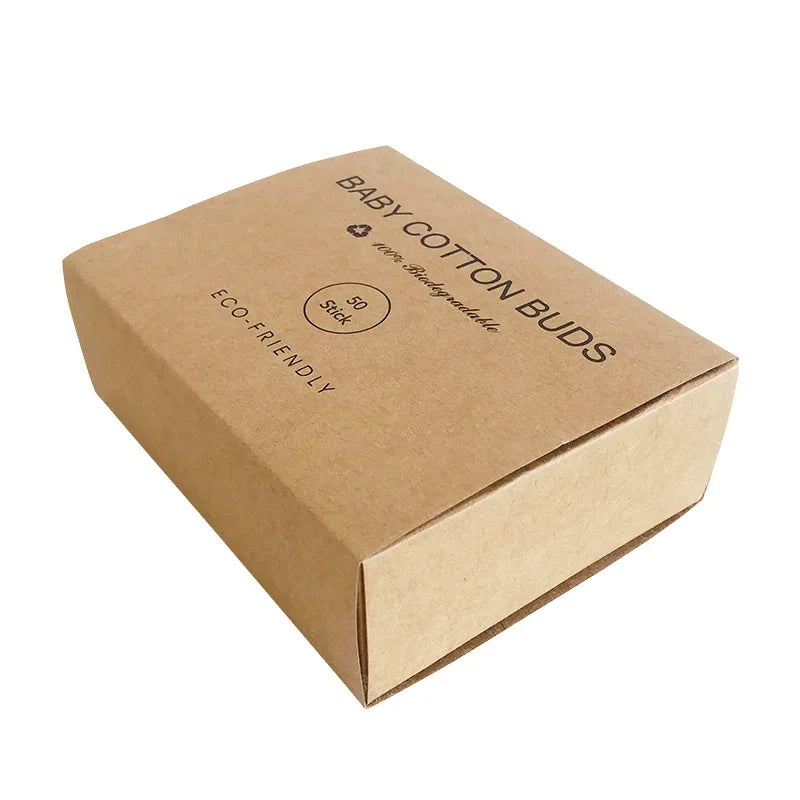 50 Pcs Bamboo Cotton Buds – Eco Double-Head Swabs Brownstick