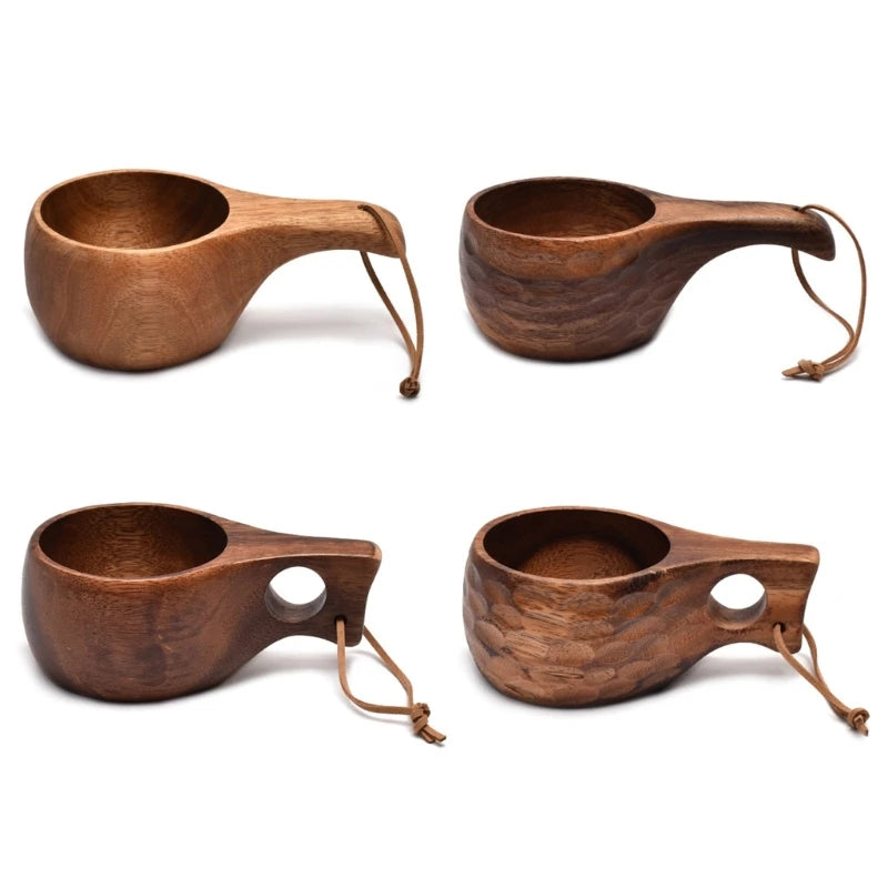 210 ml  Wooden  Mug – Outdoor Camping Coffee & Milk Cup Brownstick