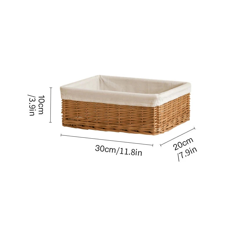 Handwoven Rattan Wicker Storage Basket with Lining Brownstick