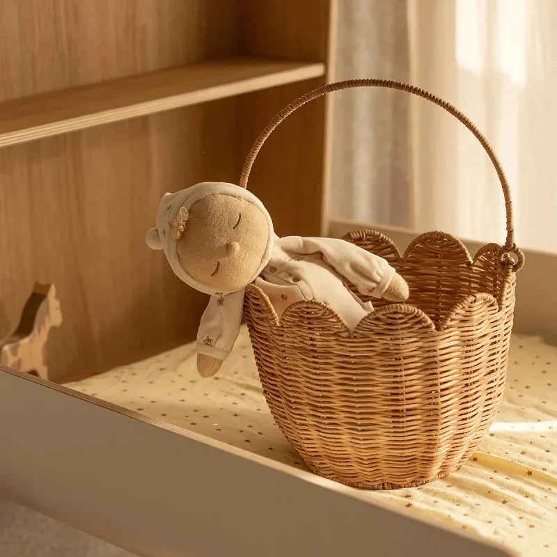 Handmade Wicker Rattan Picnic Basket Bag Brownstick