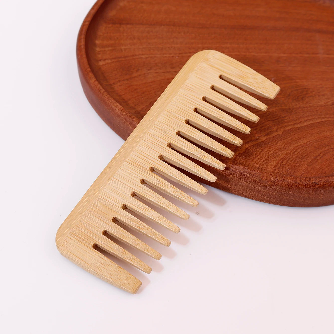 Natural Bamboo Wide Tooth Comb Brownstick