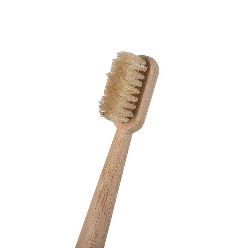 4-Pack Bamboo Toothbrushes with Natural Boar Bristles Brownstick