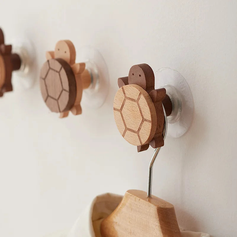 Walnut Wood Adhesive Wall Hooks Brownstick