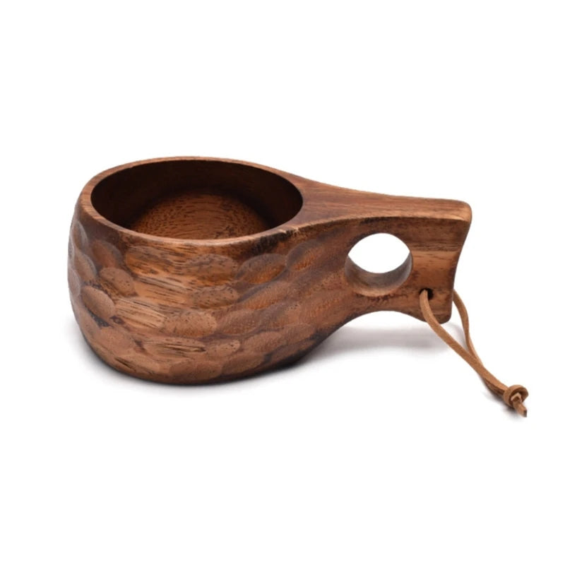 210 ml  Wooden  Mug – Outdoor Camping Coffee & Milk Cup Brownstick