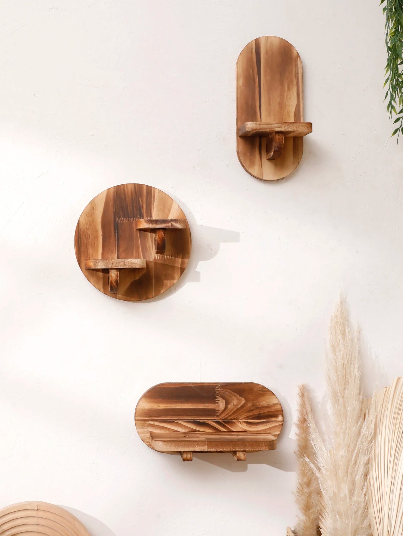 Oval Wooden Wall Shelf Brownstick