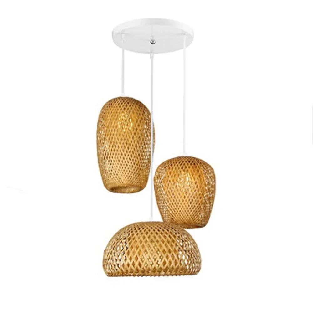Classic 3pcs Bamboo Pendant Lamps Brownstick