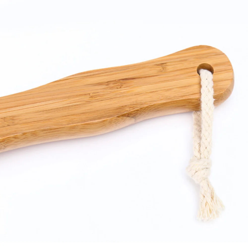 Bamboo  Long Handle Body Brush with Natural Bristles Brownstick