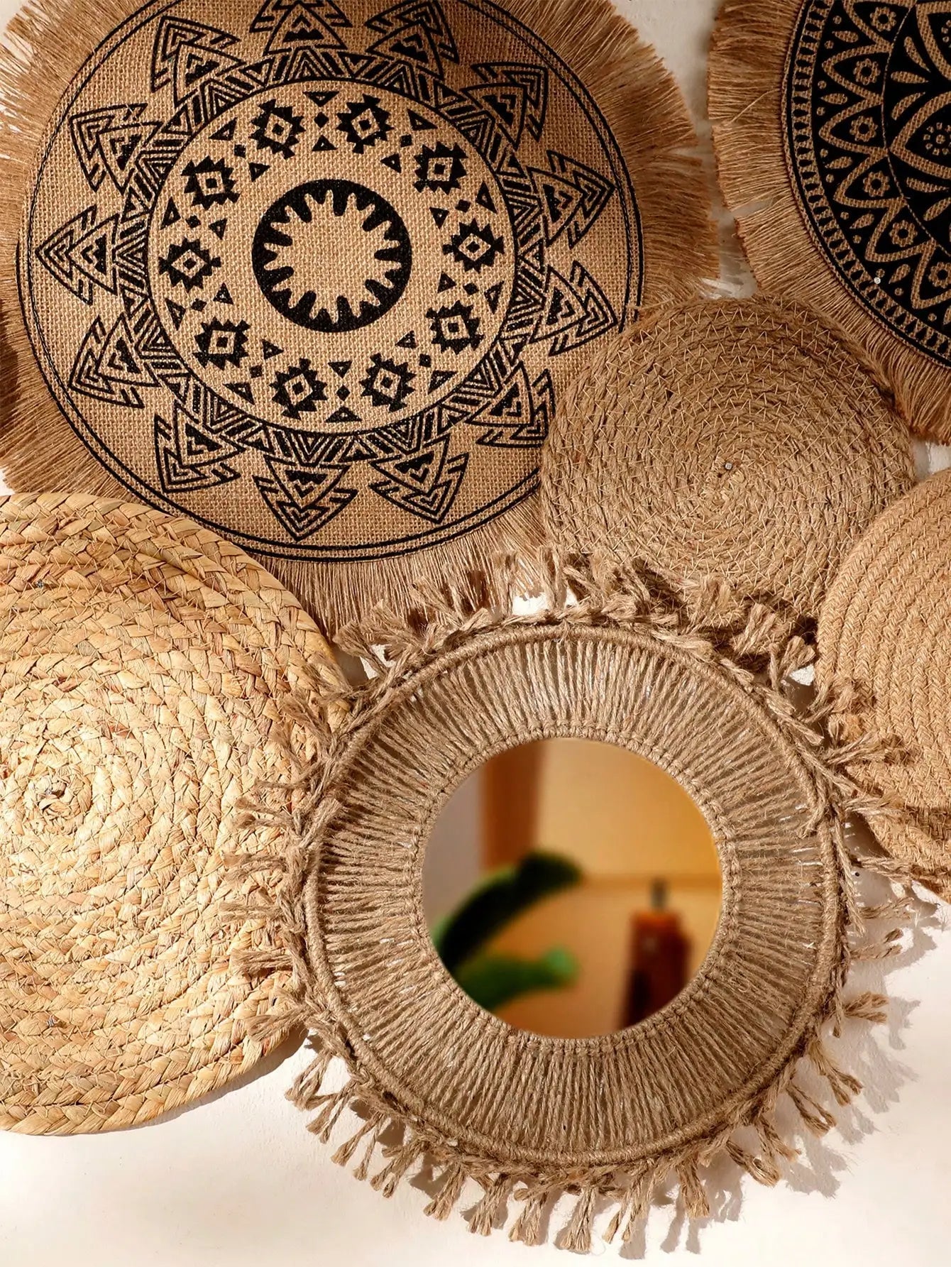 10-Piece Boho Wall Basket Set – Handmade Wicker & Seagrass Decor Brownstick