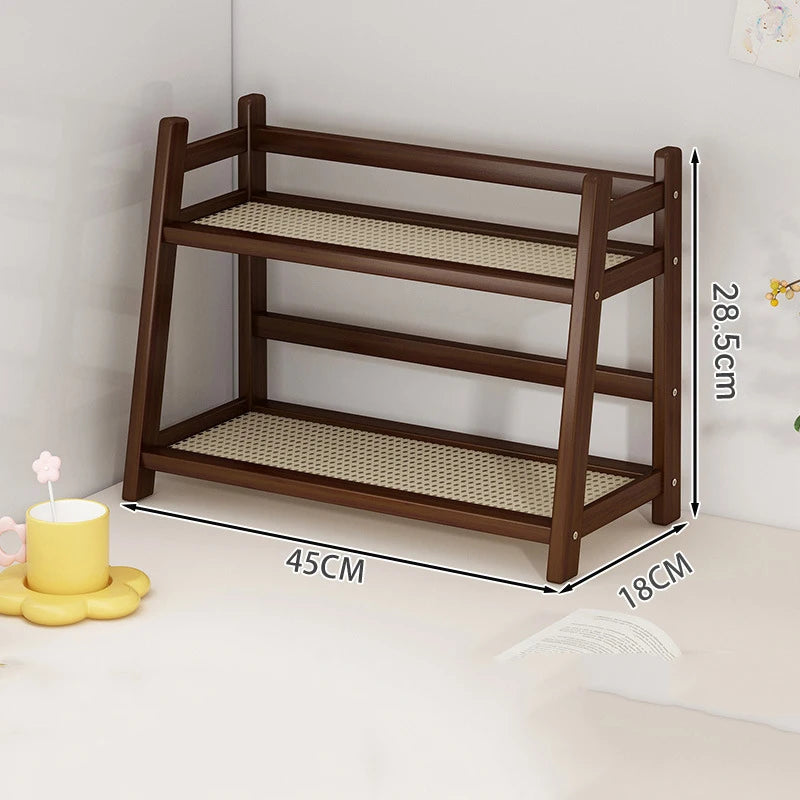 2-Layer Bamboo Organizer Shelf – Spice, Bathroom & Counter Rack Brownstick