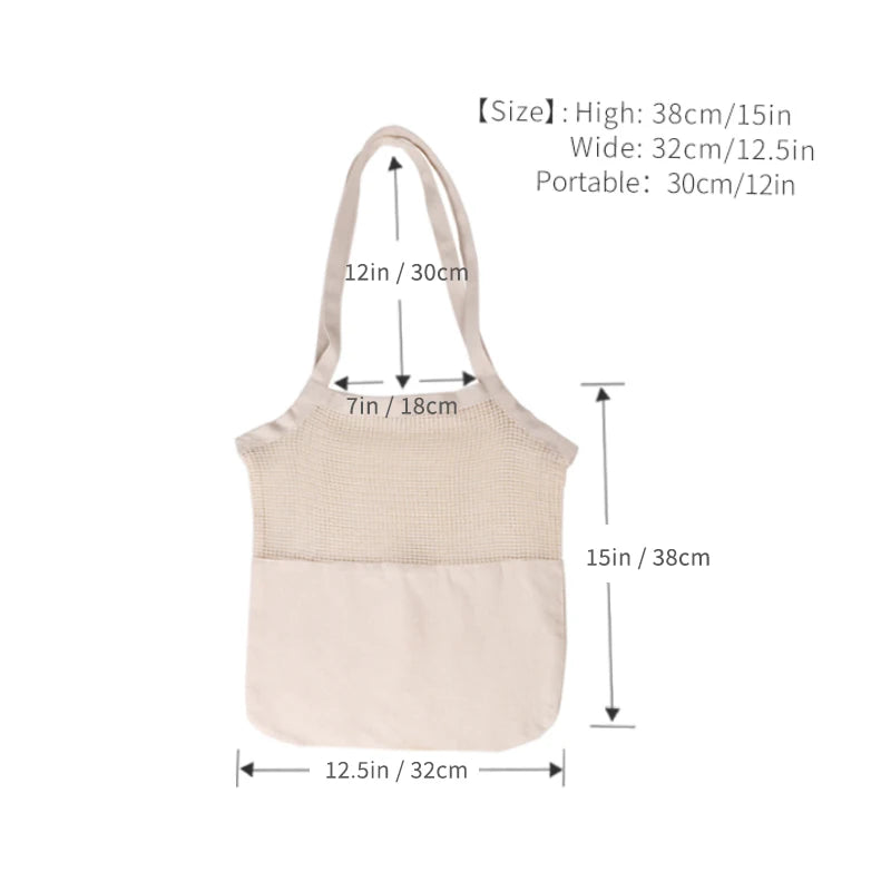 Cotton Mesh Shopping Tote Bag – Large Reusable Eco Bag Brownstick