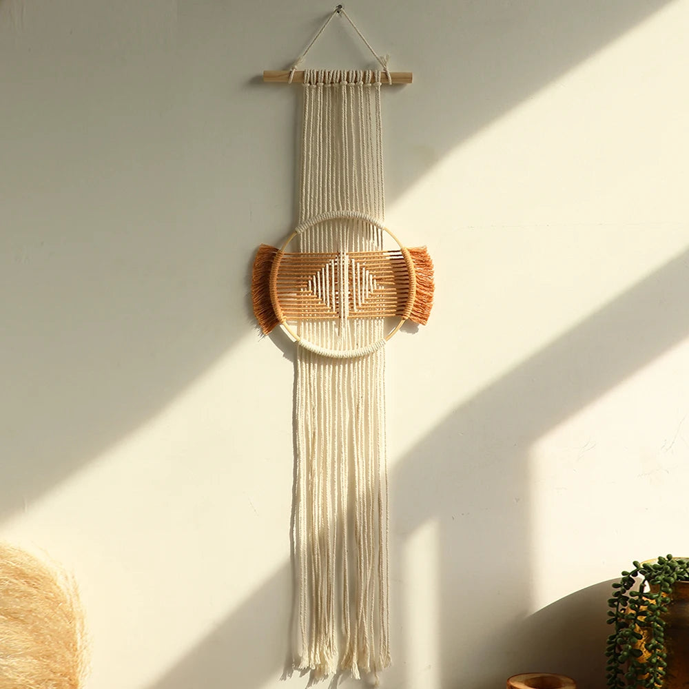 Brown Round Macrame Wall Hanging – Handmade Boho Wall Art Brownstick