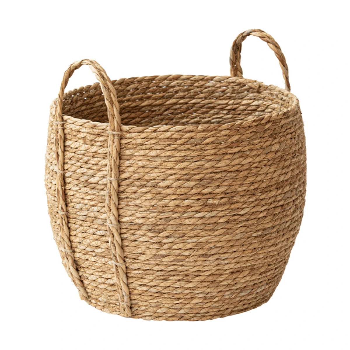 Handwoven Seagrass Belly Basket with Handles – Storage & Plant Basket