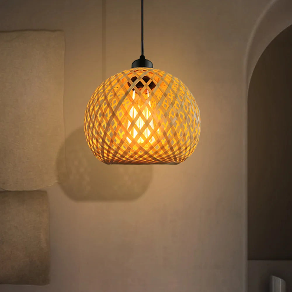 Handmade Rattan Chandelier Bamboo Pendant Lamp Brownstick