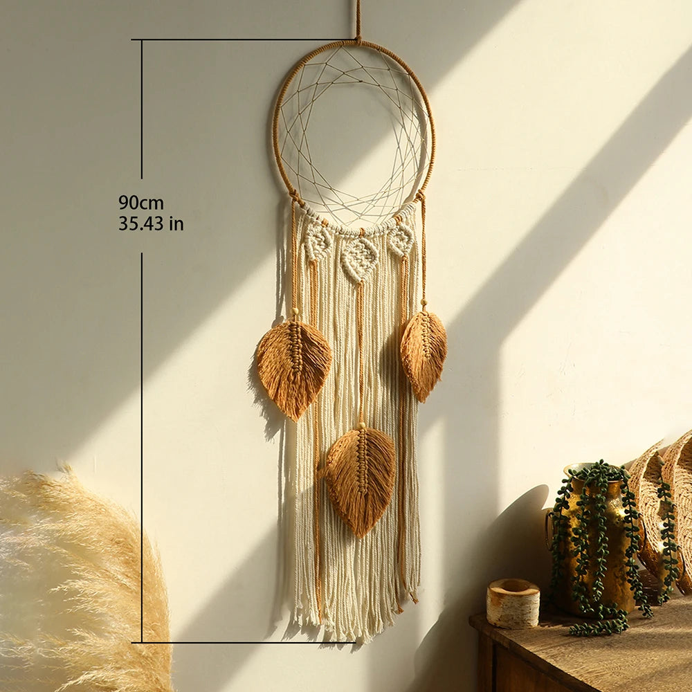 Large Macrame Dream Catcher – Boho Wall Hanging for Bedroom Decor Brownstick