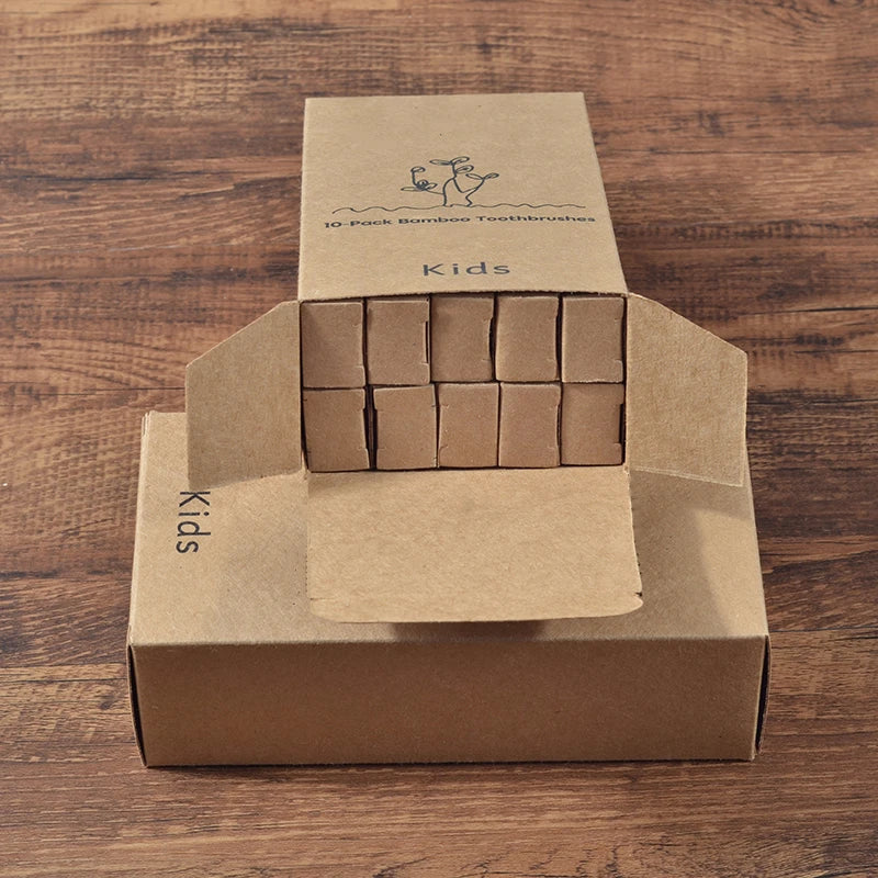 Bamboo Toothbrush Set – 10pcs Eco-Friendly Biodegradable Oral Care Brownstick