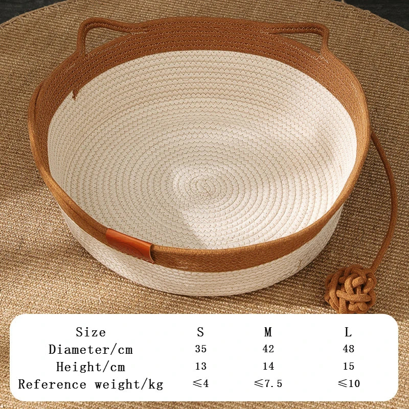 All-Season Cozy Season Cozy Handmade Rattan Woven Cat Bed Brownstick