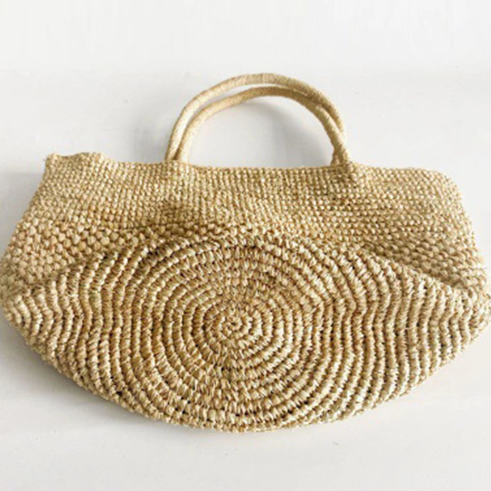 Summer Raffia Beach Bag – Handmade Boho Straw Tote Brownstick