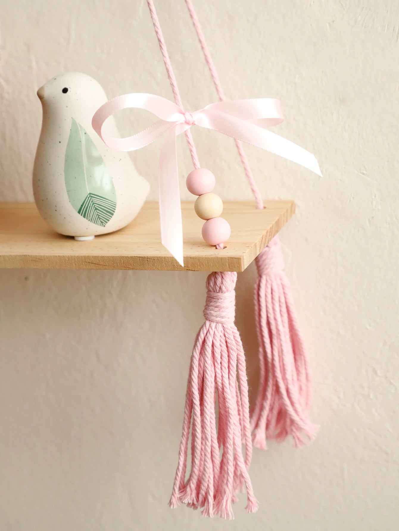 Pink Bow Wooden Wall Shelf Brownstick