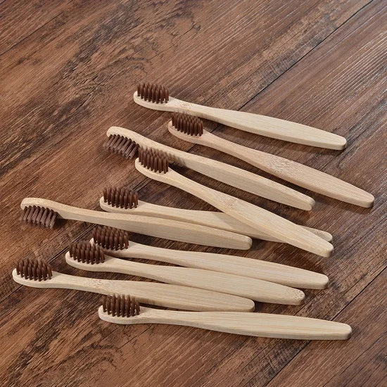 Bamboo Toothbrush Set – 10pcs Eco-Friendly Biodegradable Oral Care Brownstick