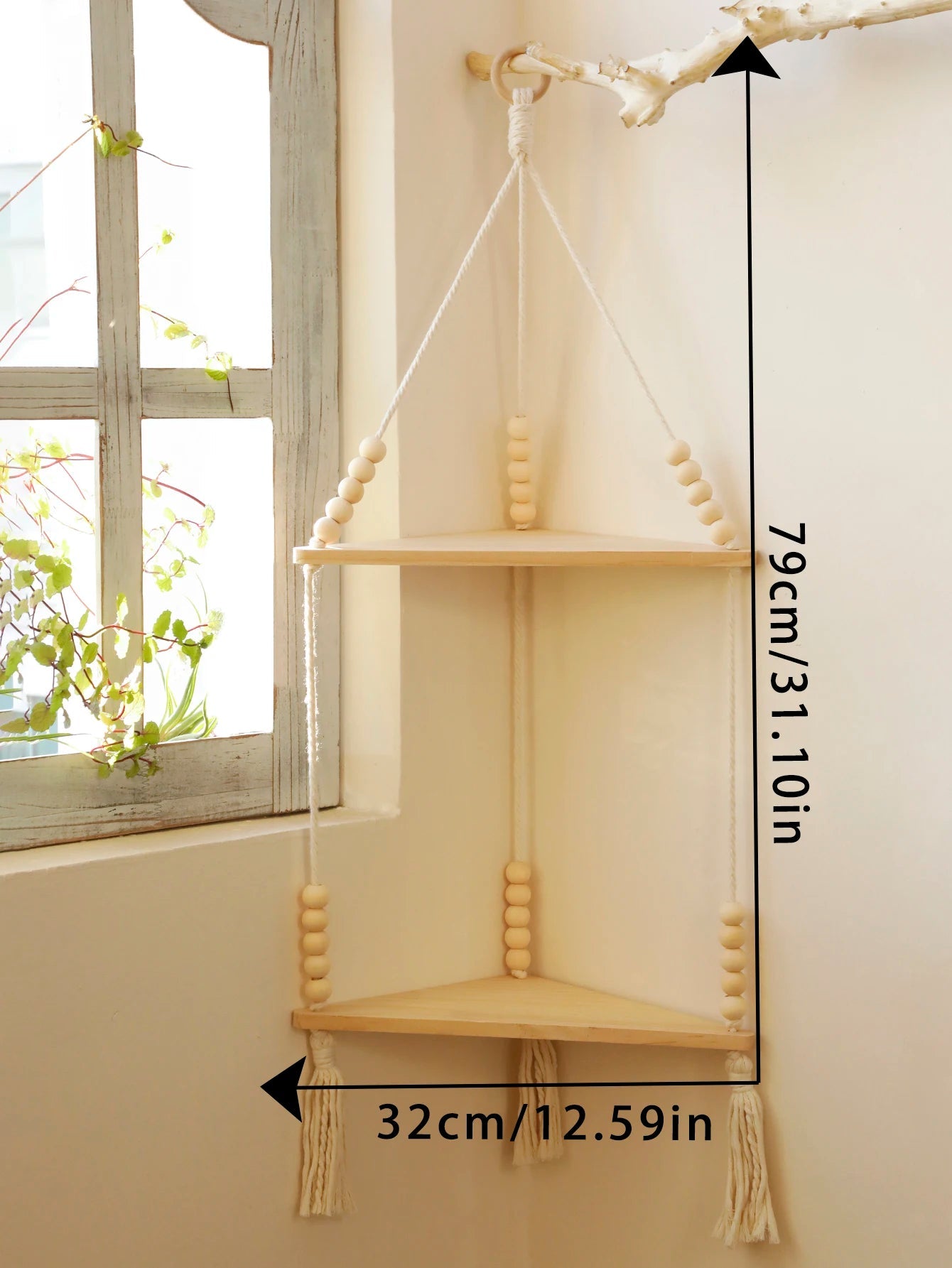 1–3 Layer Macrame Corner Shelf Brownstick