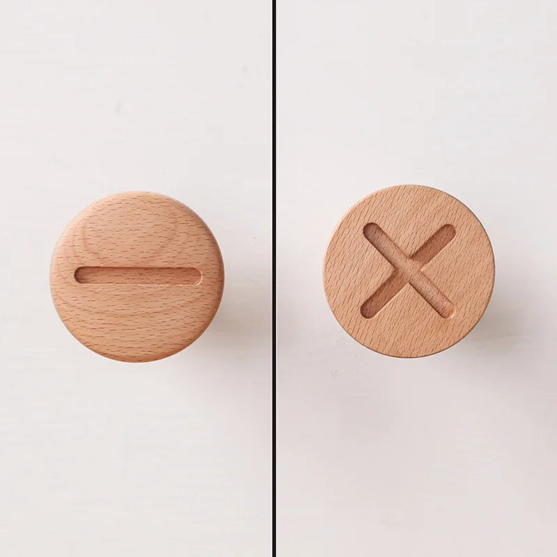 Screw Head Shape Nordic Wooden Wall Hooks Brownstick