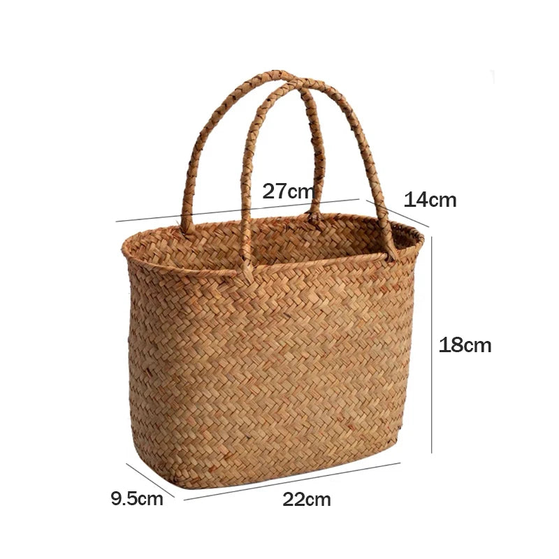 Boho Handmade Bamboo Woven Handbag Brownstick