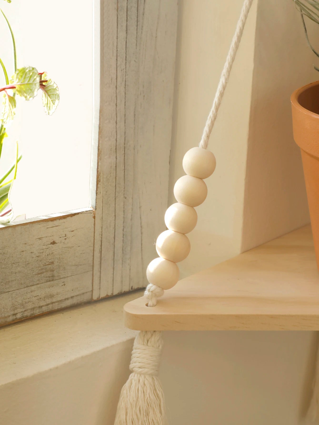 1–3 Layer Macrame Corner Shelf Brownstick