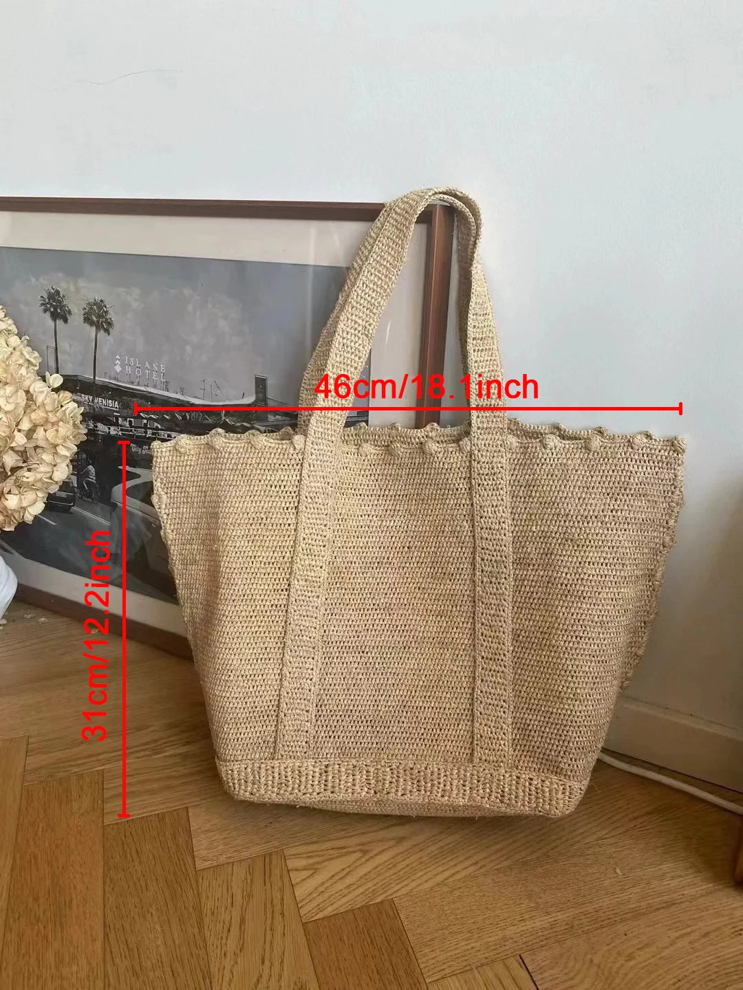 Bohemian Raffia Straw Bag – Handmade Summer Tote Brownstick