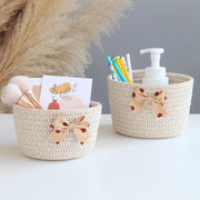 Handmade Bowknot Cotton Rope Storage Baskets – Set of 2 Brownstick