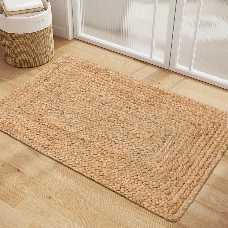 Wabi-Sabi Jute Rug – Handwoven Natural Living Room Carpet Brownstick