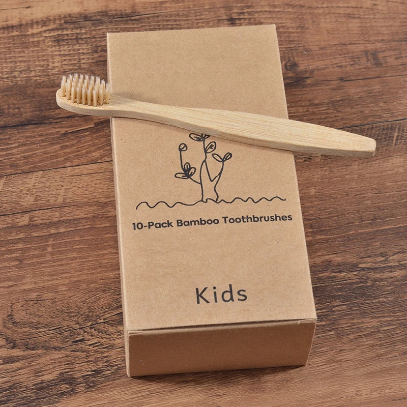 Bamboo Toothbrush Set – 10pcs Eco-Friendly Biodegradable Oral Care Brownstick