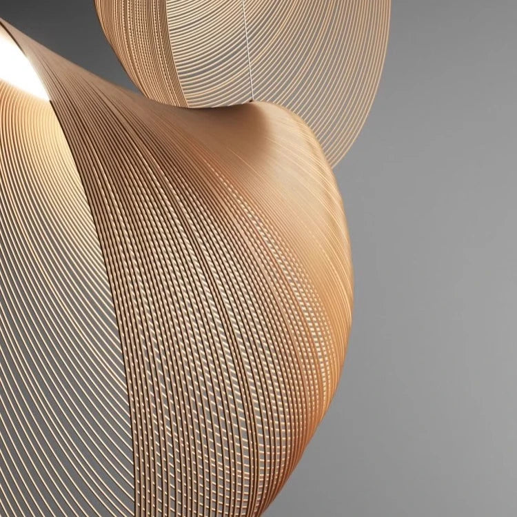 Modern Birch Wood Pendant Light – Minimalist Nordic LED Brownstick