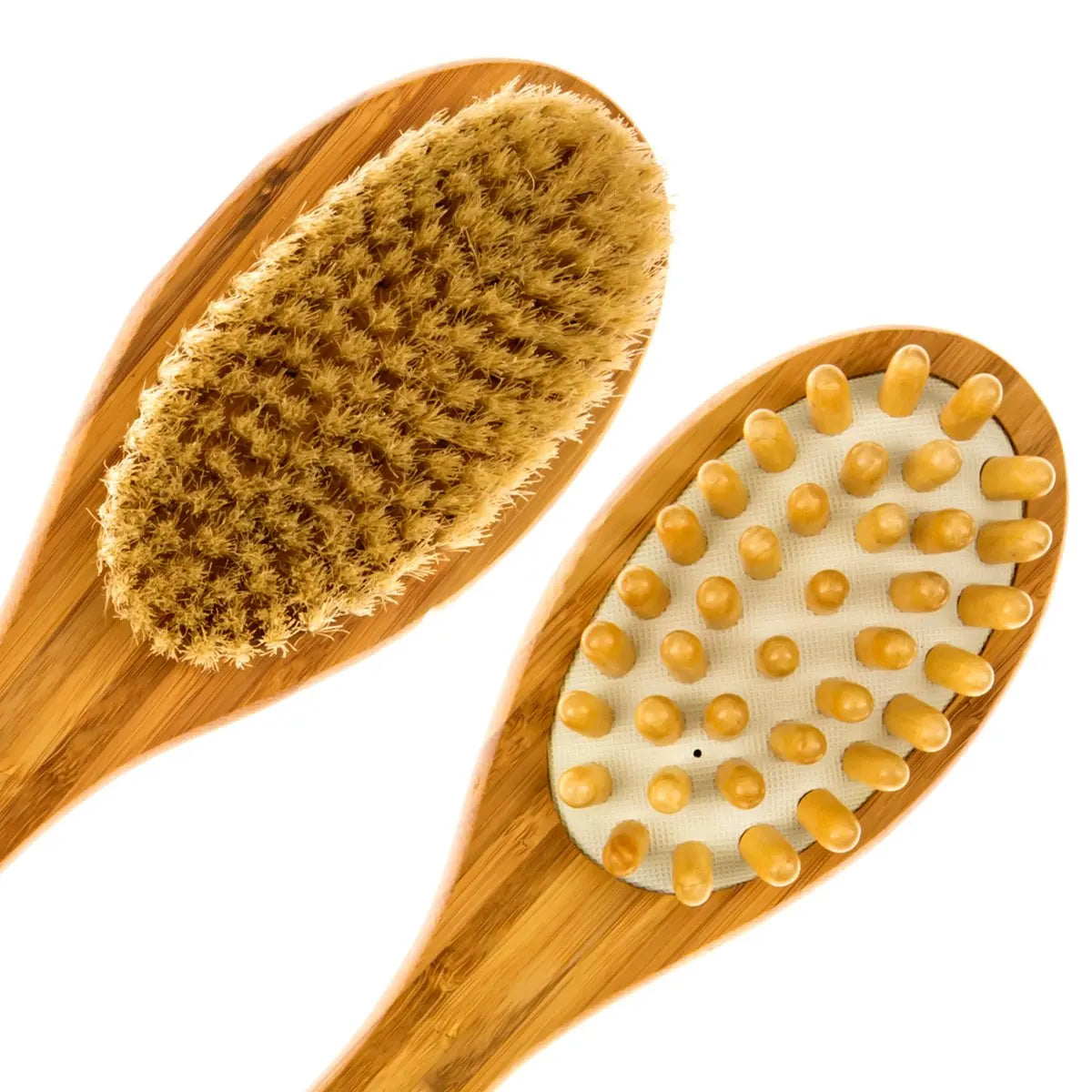 Bamboo  Long Handle Body Brush with Natural Bristles Brownstick