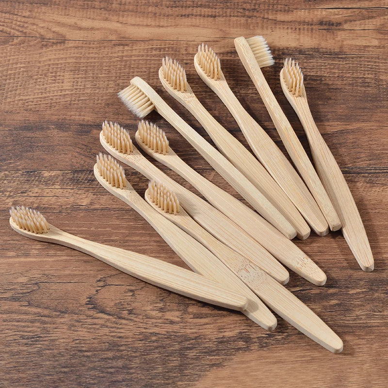 Bamboo Toothbrush Set – 10pcs Eco-Friendly Biodegradable Oral Care Brownstick