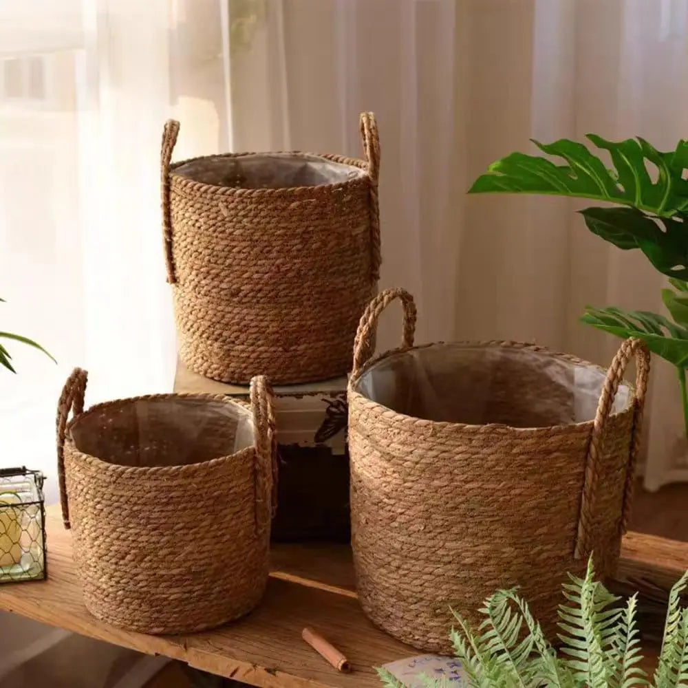Nordic Handmade Straw Storage Basket Brownstick
