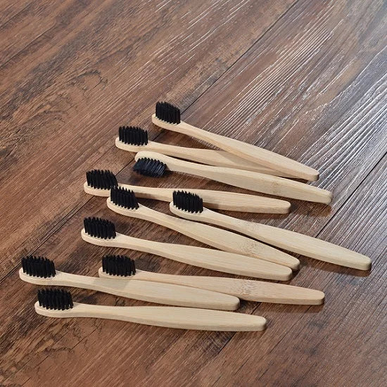 Bamboo Toothbrush Set – 10pcs Eco-Friendly Biodegradable Oral Care Brownstick