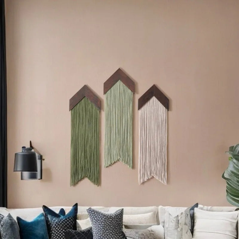 Bohemian Tassel Cotton Rope Wall Hanging – Cloud Design Brownstick