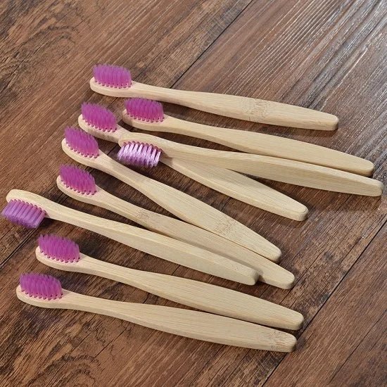 Bamboo Toothbrush Set – 10pcs Eco-Friendly Biodegradable Oral Care Brownstick