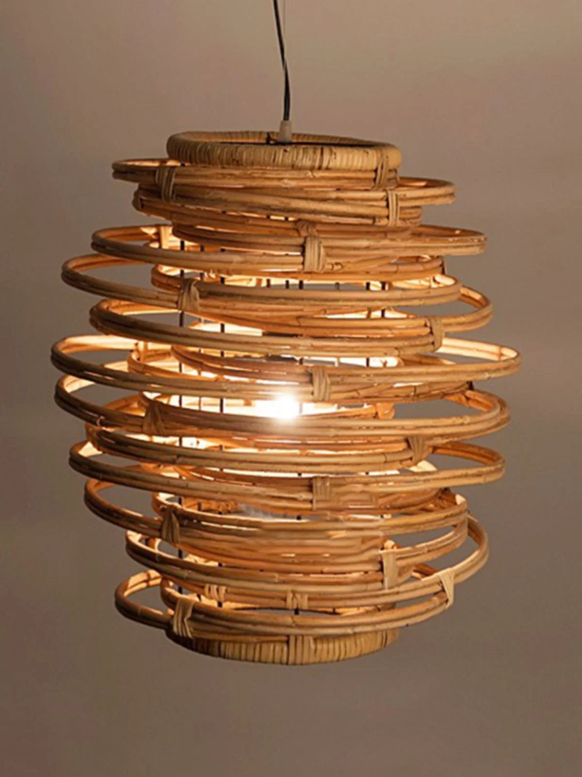 Modern Japanese Wicker Pendant Light – Rattan LED Chandelier Brownstick