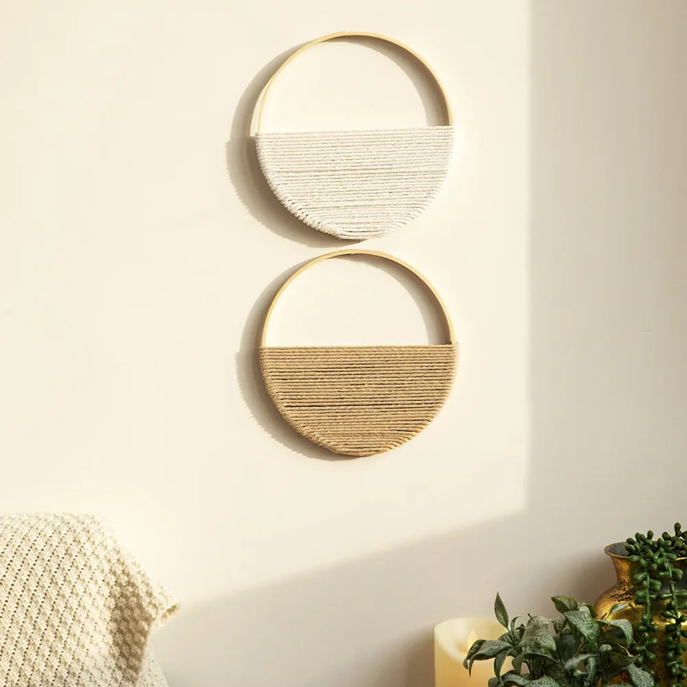 2-Piece Macrame Wall Hanging – Boho Decor with Color Variants Brownstick