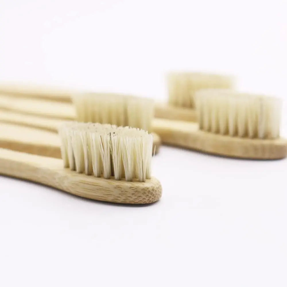 6-Pack Bamboo Toothbrushes with Boar Bristles – Medium Brownstick