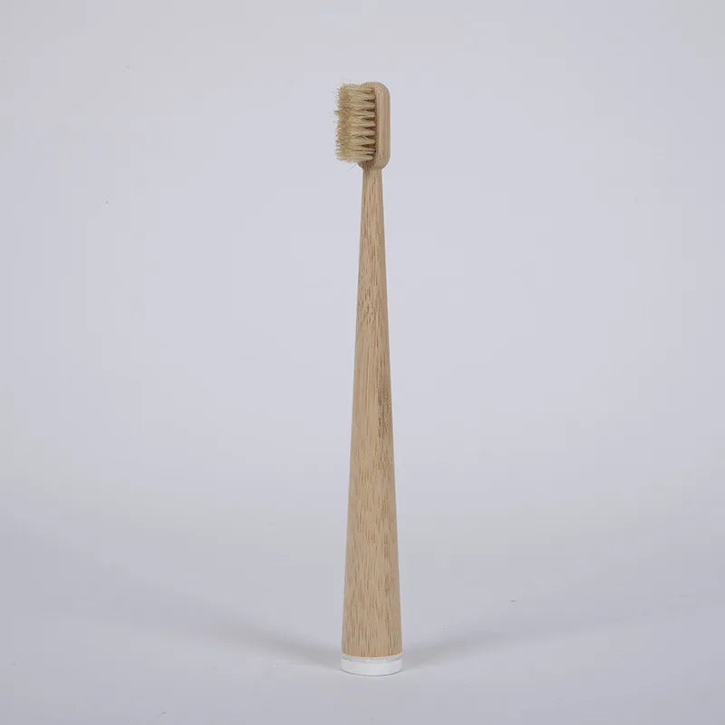 4-Pack Bamboo Toothbrushes with Natural Boar Bristles Brownstick