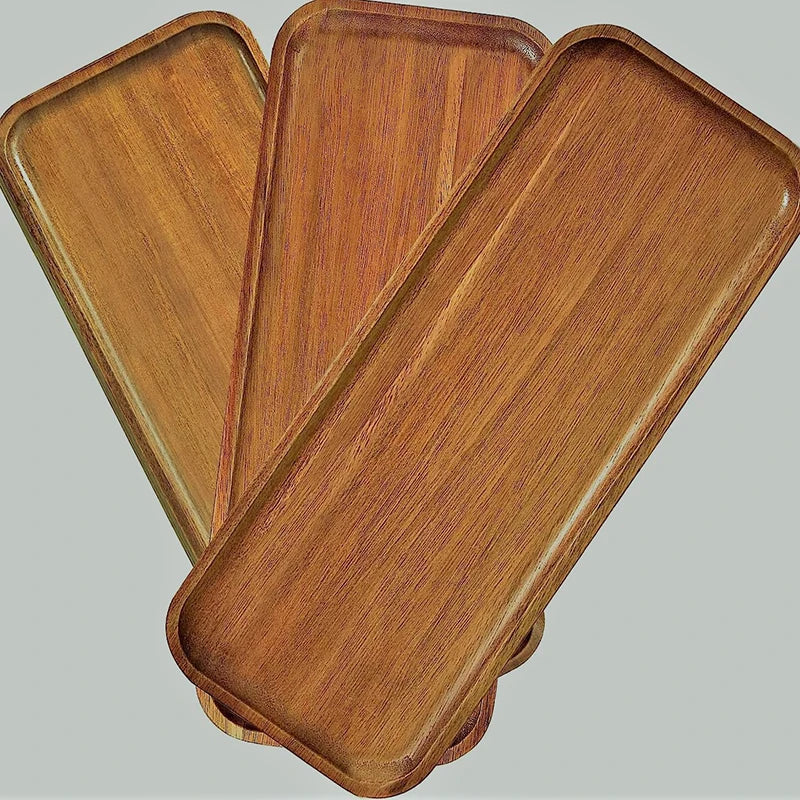 Japanese-Style Solid Wood Snack Plate – Round Wooden Dessert Tray