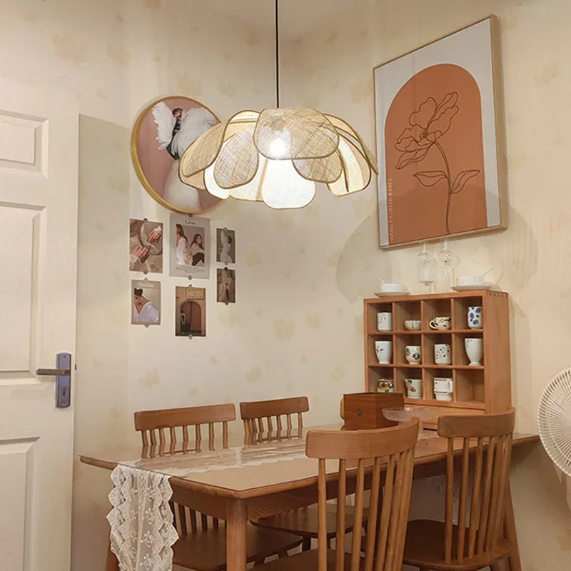 Rattan Ceiling Pendant Light – Handwoven Boho Lamp Brownstick