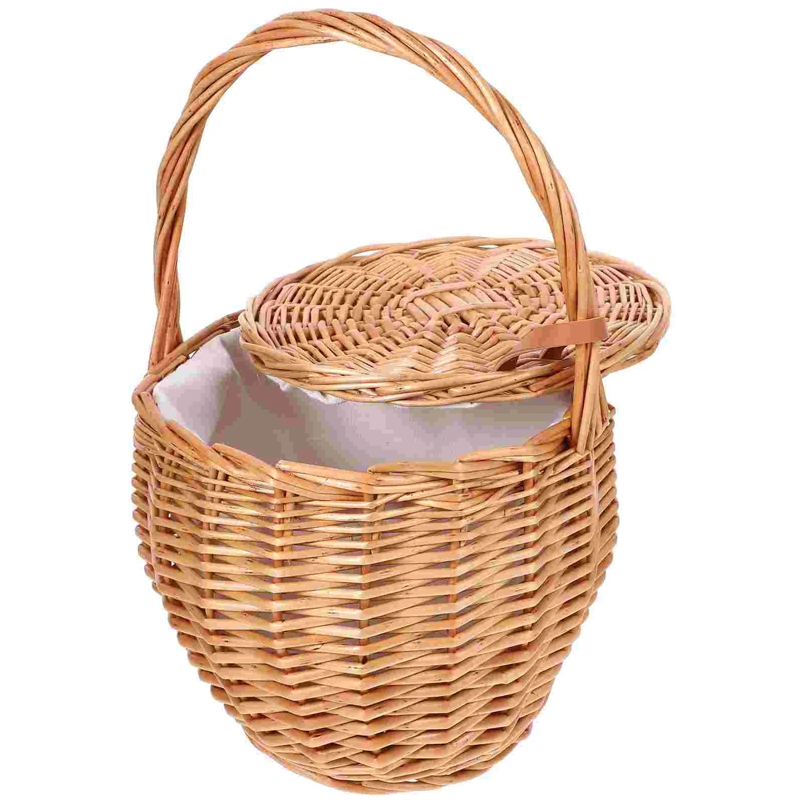 Wicker Picnic Basket with Lid – Collapsible Storage & Decor Brownstick